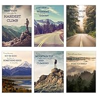 Set of 6 x A4 Size Motivational Quotes Mountains Unframed Quality Prints A4 or A3 Size (A4 210 x 297mm, A3 297 x 420mm)(A4 8.3 x 11.7", A3 11.7 x 16.5") Printed in the UK on 100% Recyclable Thick 350gsm Luxury Matt Board Supplied UNFRAMED but look gr...