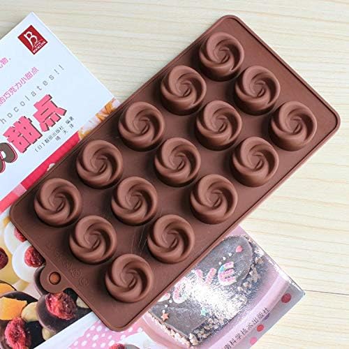 APSAMBR-Silicone Flower Rose Swirl Shape Chocolate Mold Jelly Cany Ice Mold Cake Moulds Bake WareSoap Wax Making Crafting Projects, Kitchen Gadgets, Baking Tools