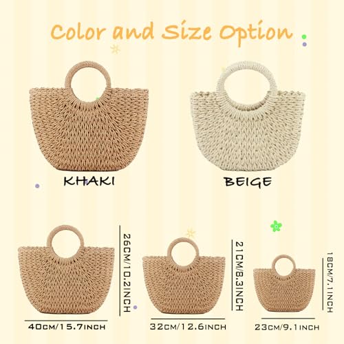 Personalized Straw Beach Bag Custom Summer Woven Handbag miniatura 4