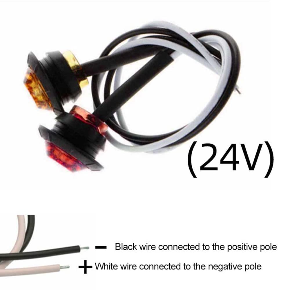 YnGia Luci di posizione laterali per rimorchio rotonde 3/4,10PCS Impermeabile 3 LED Indicatore di ingombro Proiettile Anteriore Posteriore Lato Lampada 24V per Auto Camion Autobus Van Camion (Bianco