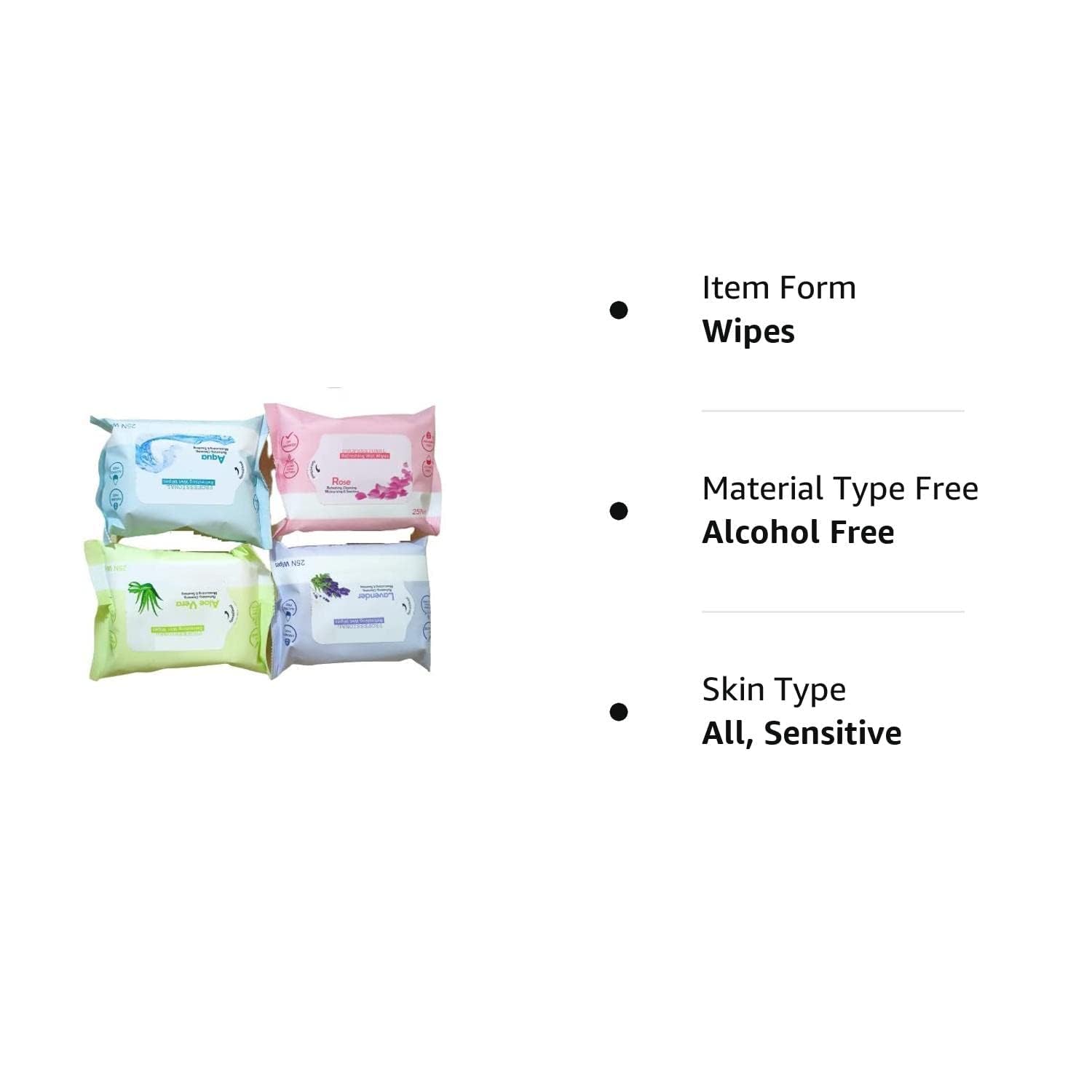 Refreshing Wet Wipes With 4 Different Fragrance, Facial Wet Wipes For Face And Travel Use For Girls And Boys Pack Of 4 3