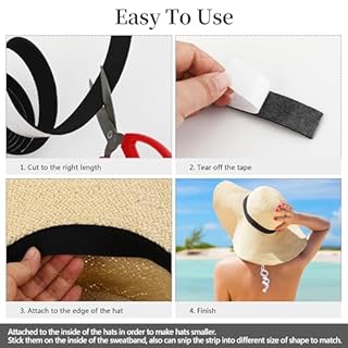 Mikzhskr Hat Tape Roll 80" Hats Size Reducer Insert Foam Filler Cap Sizing Tape Self Adhesive for Hard Hat, Graduation Cap, Cowboy, Fedora, Baseball Caps, Pana, Straw, Western (Black)