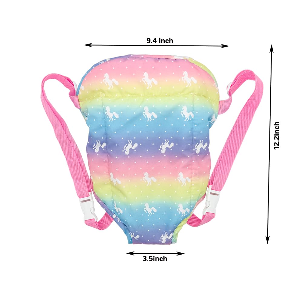 Doll Accessories Baby Doll Carrier Toys Baby Dolls Backpack for 12-18 Inch American OG Doll (Rainbow)