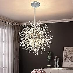 Lamparas Arañas Usadas Depuley Lámpara de cristal moderno, fuegos artificiales lámpara de techo, 8-luces Sputnik lámpara colgante para sala de estar, dormitorio, comedor, cocina, escalera, G9 Lámparas