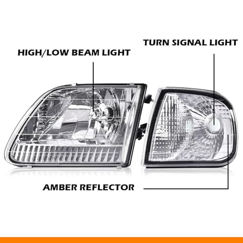 Image of G-PLUS Headlights Assembly w /Bulbs Fit Ford F150 1998-2003 / F250 1988-1999