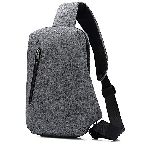 RANRANHOME Sacs À Bandoulière Polyvalents, Sac De Poitrine en Polyester, Sacs À Bandoulière, Sac De Poitrine À La Mode, Sacs De Poitrine Décontractés en Plein Air, Sac De Poitrine Léger,Gris Cover