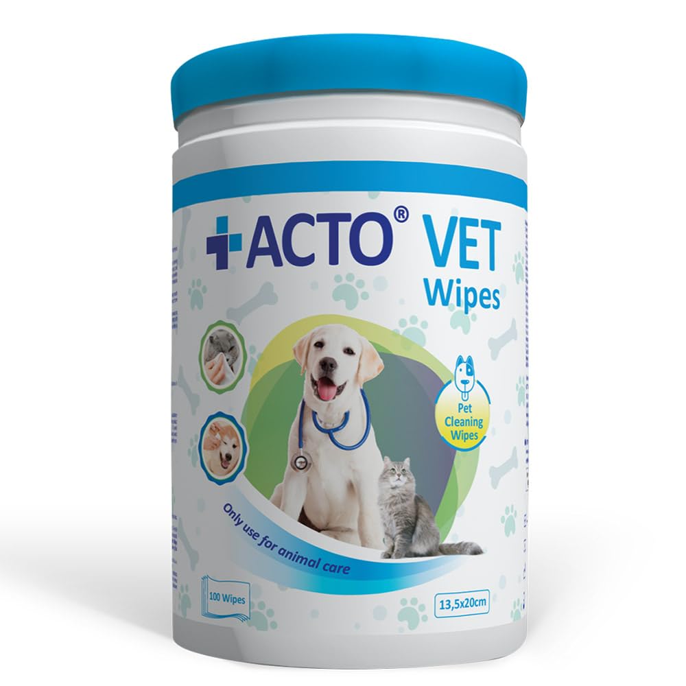 ACTO® VET WIPES – Kedi ve Köpekler İçin Temizleme Mendili | Doğal İçerikli, Alkolsüz, Pati, Göz, Kulak ve Tüy Temizliği İçin Uygun | Evcil Hayvan Bakım ve Hijyen Ürünü
