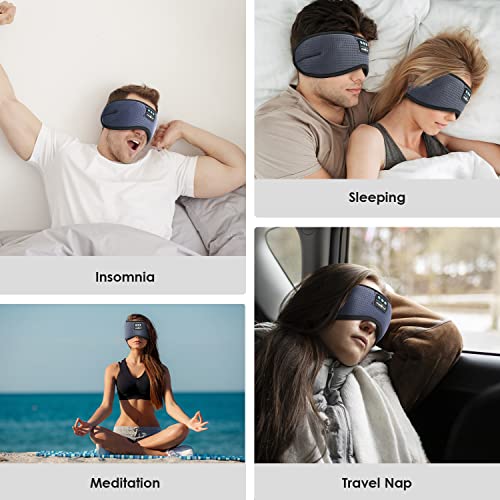 Image of MUSICOZY White Noise Bluetooth Sleep Mask with 8 Soothing Sounds & 3D Wireless Sleep Headphones, Bluetooth Sleeping Headphones for Yoga Travel Office Relaxation, Tech Gadgets Gifts