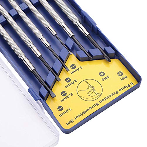 6PCS Precision Screwdriver Set, Mini Screwdriver Set with 6 Different Size Flathead and Phillips ScrewdriverS, Suitable for Jewelry, PC, Electronics, Watche, iPhone, Toy, Console, Eyeglass Repair