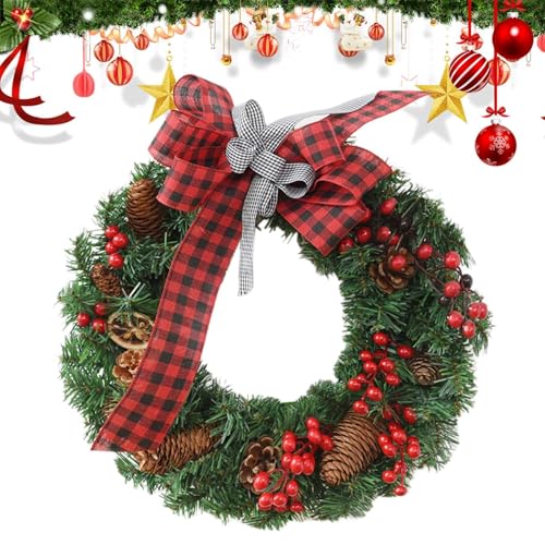 Couronne de Noël d'extérieur XIAOXIAOYU réutilisable pour décoration de porte