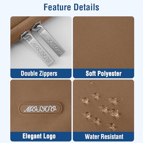 Image of MOSISO Laptop Case 13.3 inch, 13-13.3 inch Laptop Sleeve Compatible with MacBook Air /Pro 13 /Pro 14 M5 M4 M3 M2 M1, HP Dell ASUS Lenovo,Polyester Vertical Computer Sleeve Bag with Pocket, Mocha
