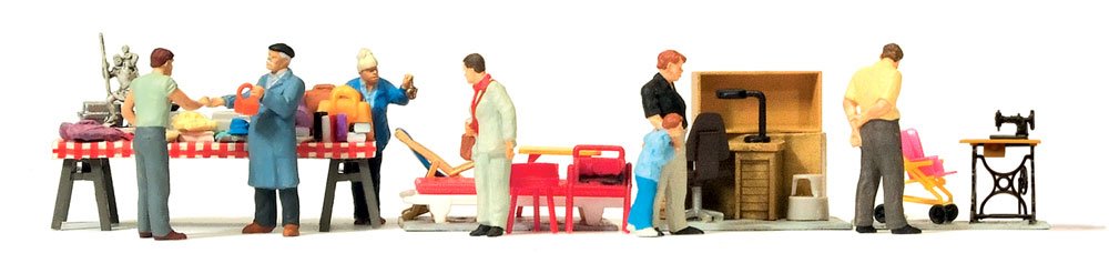 Preiser 10623 At the Flea Market Scene (7) Exclusive Figure Set