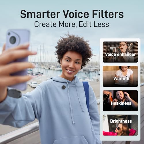 Image of MAONO Wave T5 Mini Magnetic Wireless Lavalier Microphone for Content Creators Video Recording - AI Noise Cancellation, 48kHz /24bit, 4 Voice Filters, 40H, 1000ft Range for iPhone /Android /Camera /PC