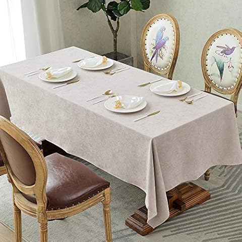 BALCONY & FALCON Rectangle Plush Faux Linen Table Cloth, Washable Table Cover for Kitchen Dinning Tabletop Buffet Decoration, Wipeable Table Protector, Large Oblong Tablecloths Cover