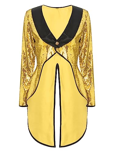 Women's Shiny Sequins Steampunk Tail Coat Ringmaster Circus Show Blazer Jacket Outfits3