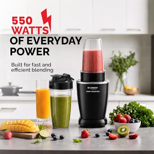Image of Lesco Baby Booster Pro 550W Mixer Grinder & Nutri Blender|22000 RPM High Speed Bullet Mixer|2 Jars|Smoothie Maker, Juicer & Dry Grinder|Compact Multipurpose Kitchen Blender-Black