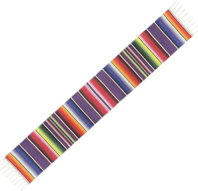 Hileyu 14 x 84 Inch Mexican Serape Table Runner Mexican party decorations Colorful Striped Table Runner Mexican Blanket for Mexican Fiesta Mexican Party