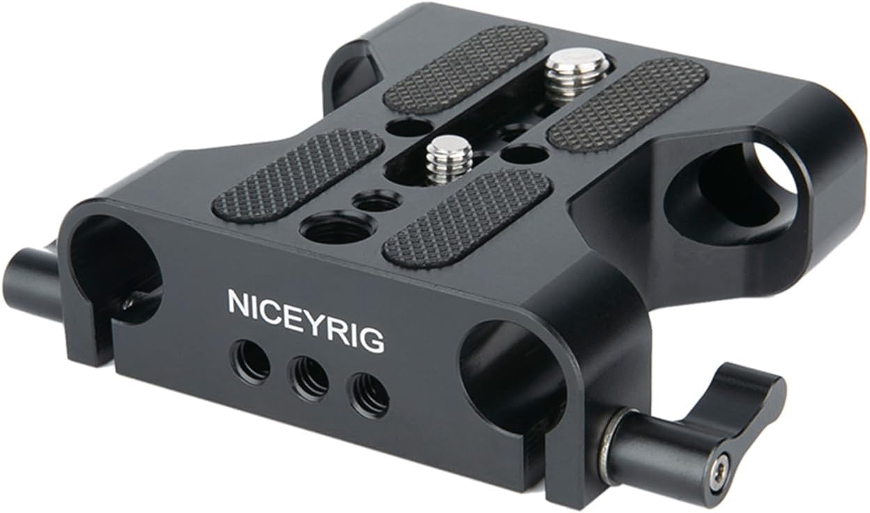 – NICEYRIG Multipurpose Camera Base Plate with 15mm Rod Rail Clamp,Universal Camera LWS Baseplate Base Plate with Dual 15mm Rod Clamp for DSLR Rig Support System