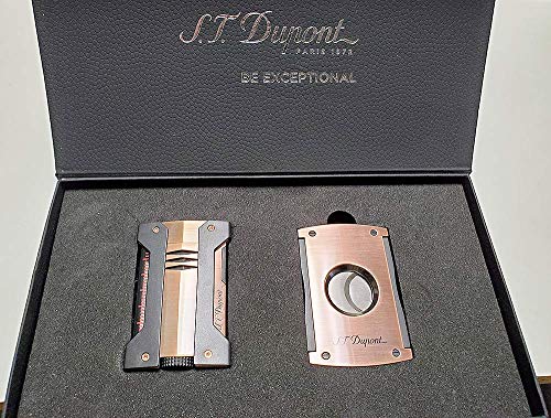 S.T. Dupont Copper Vintage Cigar Smokers Gift Set Includes Defi Extreme Vintage Style Lighter and Copper Style Maxijet Cutter.