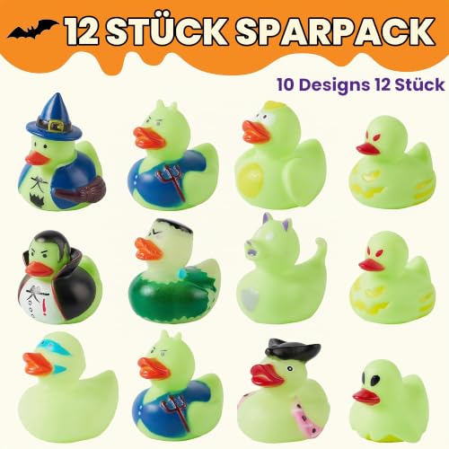 JOYIN 12 im Dunkeln leuchtende Halloween-Gummienten, Verschiedene Gummienten für lustige Badeenten, Halloween-Partyzubehör, Geschenke… – Ansicht 4