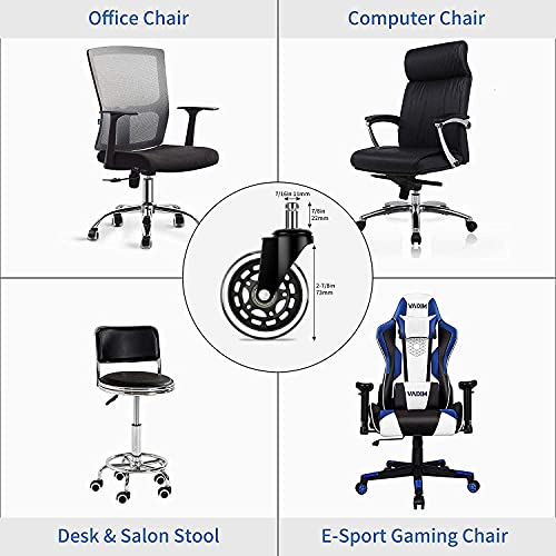 Office Chair Casters Wheels Set Of 5 Rubber Chair Casters Replacement- Protect Your Floors For Hardwood And Carpet - Quick & Quiet Rolling- #TOP5