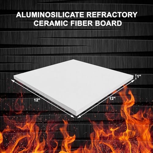 Ceramic Fiber Board - 1\" Thick x 12\" x 12\" - 2300F Rated Fireproof Board - Ceramic Fiber Insulation Board for Stove, Furnace, Forge, Kiln, Boiler, Pizza Oven, Fireplace Baffle Board, 1 Pack - Thumbnail 2