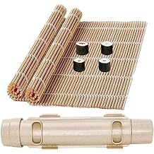 Sushi Making Kit with 2 Bamboo Rolling Mats & Sushi Bazooka, Better Than Single Mats or Molds, Food-Grade, Beginner Friendly Set for Perfect Homemade Maki Rolls