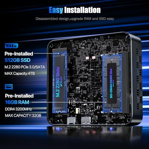 Image of Trycoo WI6 Mini PC Computer Alder Lake N95(Up to 3.4GHz), 16GB DDR4 512GB SSD, Desktop Mini Computer 4K Triple Display, Type-C, Dual HDMI, RJ45 LAN Ethernet, WiFi5, BT4.2 for Office, Home, Business