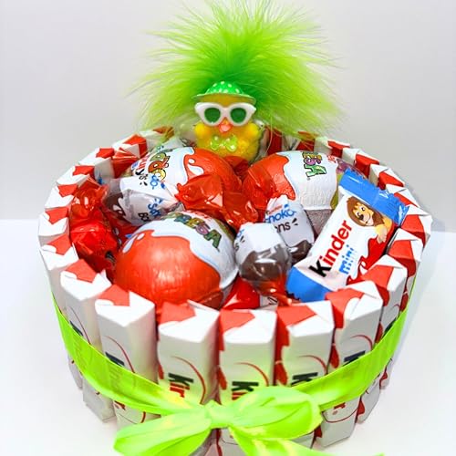 Donda's House® Mona de Pascua. Huevo de Pascua. 40 Piezas Kinder. Huevo Sorpresa kinder, Schokobons. Pollito de Pascua. Mona de Chocolate. (Verde)