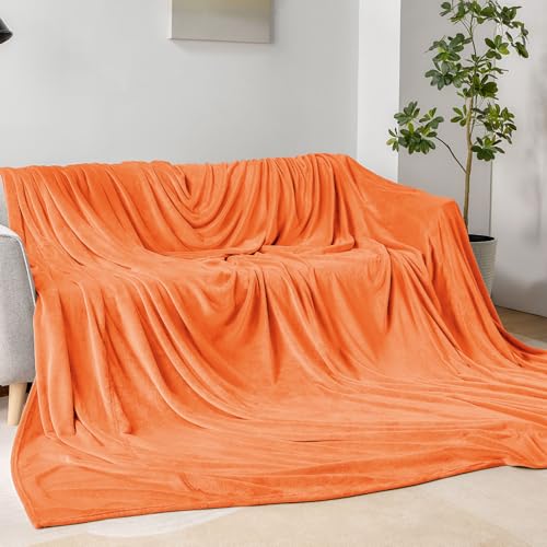 Image of BEDELITE Big Fleece Blanket - 120 inch x 120 inch (10' x 10'), Super Soft Fluffy Fuzzy Oversized King Blanket for Bed, Couch, Sofa, Camping, Fits Whole Family, Orange