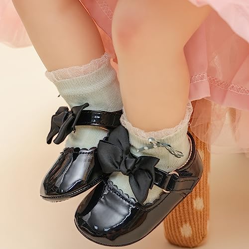 Image of Meckior Infant Baby Girl Sandals Soft Non-Slip Rubber Sole Handmade Princess Wedding Dress Shoes Toddler First Walkers