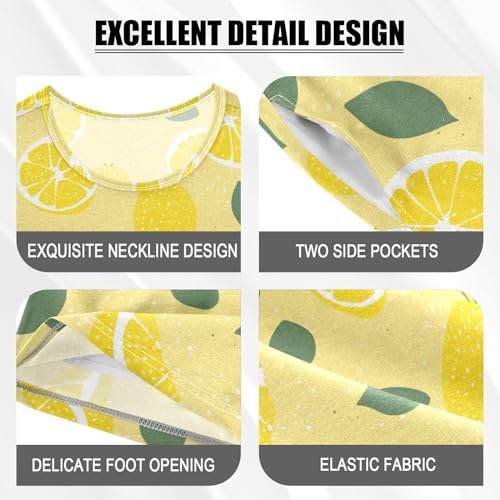 Creative Lemon Pattern Summer Cute Pajama Sets, Short Sets for Daily Wears and Sleep Wears4