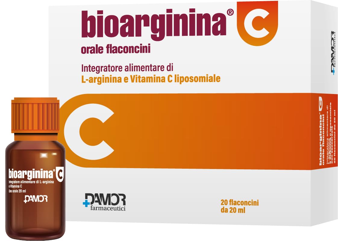 Damor - Bioarginina C Orale 20 Flaconcini con L-Arginina e Vitamina C Liposomiale - Integratore Alimentare