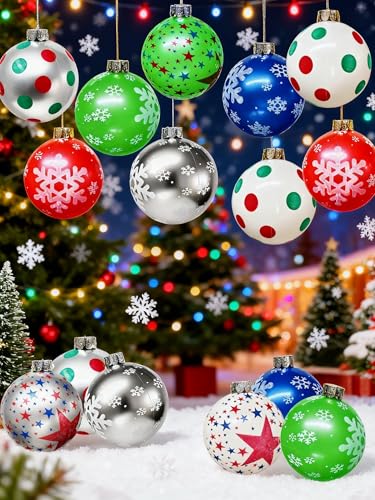 Huoety 9 Inflatable Christmas Ornaments Balls Holiday Party Decorations