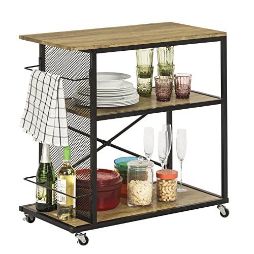 SoBuy SVW05-N Servierwagen mit 3 Ebenen Beistellwagen Rollwagen Teewagen...