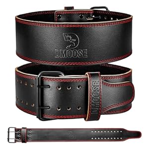 DMoose Fitness Weight Lifting Belt for Men and Women – 5mm Thick Genuine Leather – Gym Belt for Weightlifting, Bodybuilding, Squats and Deadlift – Powerlifting Belt with Secure Double-Prong Buckle