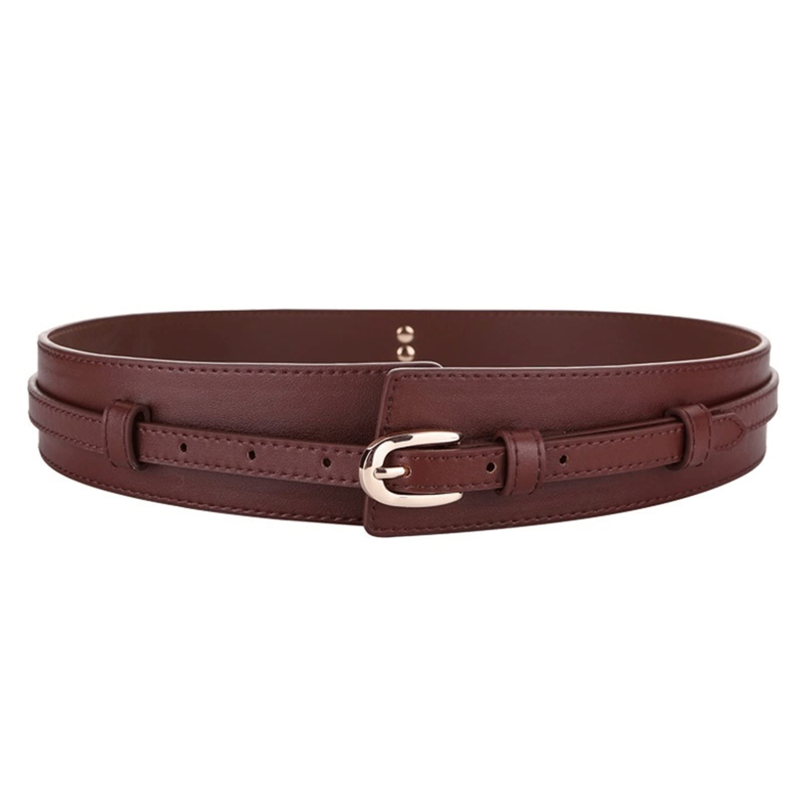 Ladies Wide Belt Buckle Leather Wide Fashion Wild Pin Buckle Womens Belt Waist Seal Belts Brown 95cm