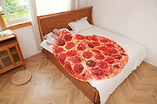 Pizza Throw Fuzzy Soft Blanket For Kids And Adult, Novelty Realistic Funny Food Warm 285 Gms Cozy Flannel Blanket #TOP6