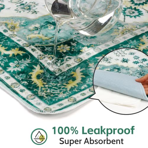 Image of Washable Pee Pads for Dogs, 2 Pack Reusable Puppy Training Pads 60 inchx48 inch Super Absorbent Waterproof Dog Training Pads, Non-Slip Potty Pads, Whelping Pads Litter Mat Green Medallion