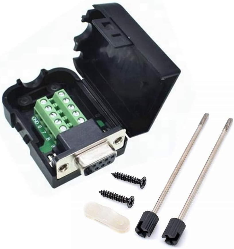 Connector DB9 RS232 D-SUB Female Adapter Serial 9 Pin Port DB9 COB Breakout Terminal Connector Signal Module with Case (Female with Screw)