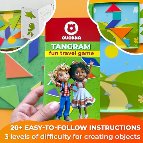 Image of QUOKKA Magnet Game for Kids 3-5 - Tangram Game Kids Ages 4-8 - Travel I Road Trip I Plane I Car Ride - Magnetic Toddler Travel Puzzles