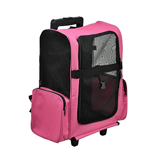 Pro.tec  Mochila   carrito para perros 2 en 1: transportín para y gatos  rosa