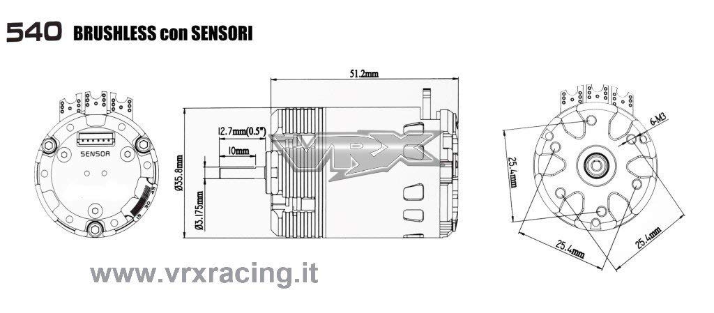 VRX Motore brushless Classic con sensori 540 10.5T Stock Spec
