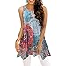 IMJONO Vetement Femme Pas Cher Débardeurs Femme Ete Blouse sans Manches à imprimé T-Shirt irrégulier Ample Top Femme Ete Débardeur Tunique（Bleu,L