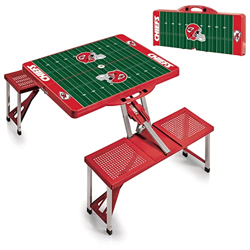 Image of Picnic TIME NFL Football Field Folding Picnic Table, Camping Table, Outdoor Table with Umbrella Hole