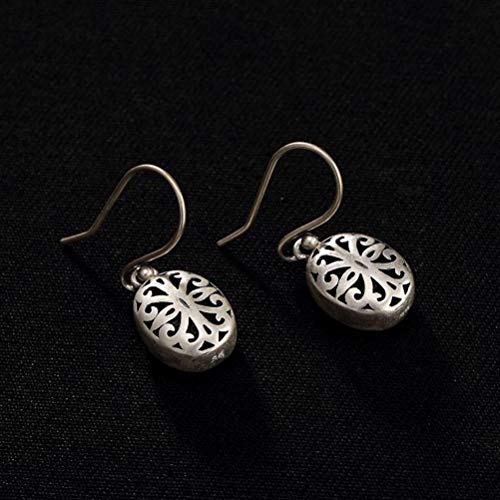 Boucles d'oreilles argent sterling S990 style chinois fleur creuse - 2