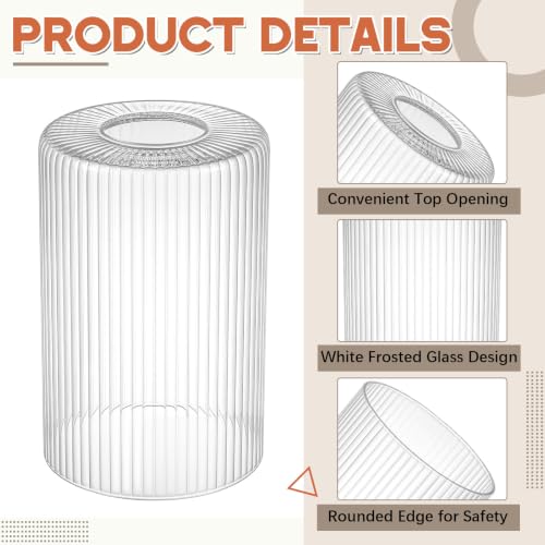 Image of Teenyyou 6 Pack Clear Ribbed Glass Lamp Shade 1-5 /8 inch (1.65 inch) Fitter