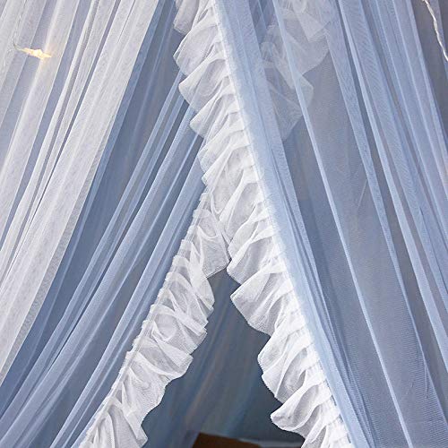 Impexpo Bed Canopy For Girls-King Size Canopy Bed Curtains And Mosquito Net For Bed With Blue-Grey-White Curtains #TOP2