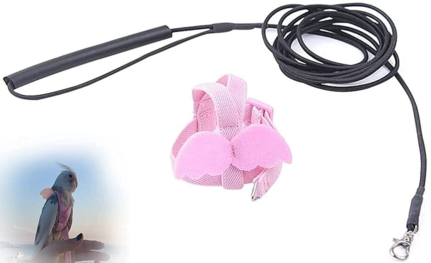 ELECDON Bird Training Leash, Adjustable Parrot Flying Strap Rope Universal Flying Traction Lead Durable Outing Gadget Outdoor Training Toy for Birds, Parrot, Cockatiel, Parakeet, Lory, 1 Pcs, Pink