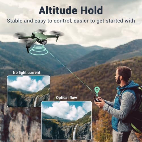 Drones with Camera for Adults 2k One-Key Take Off/Landing FPV RC Drone with Camera for Beginners Headless Mode, 3 Speeds, 360° Flip, 2 Batteries Mini Drone for Beginners Green by AAMYUP - Image 6